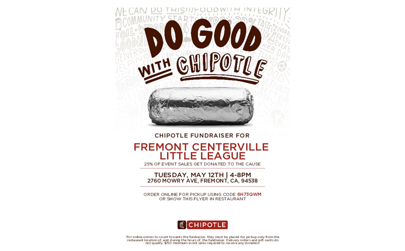 Fundraiser - May 12th @ Chipotle FCLL Earn 25%